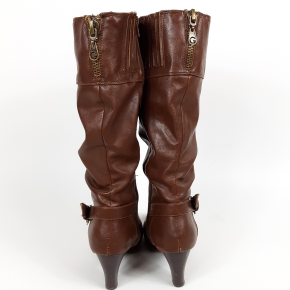 G by Guess Brown Leather Tall Boots Size 6.5 - Picture 2 of 8